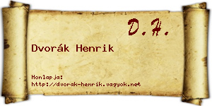 Dvorák Henrik névjegykártya